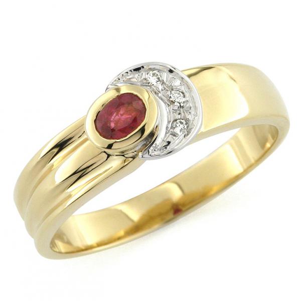 CF01402 - Anello con Diamanti e Rubino 0.25 Ct