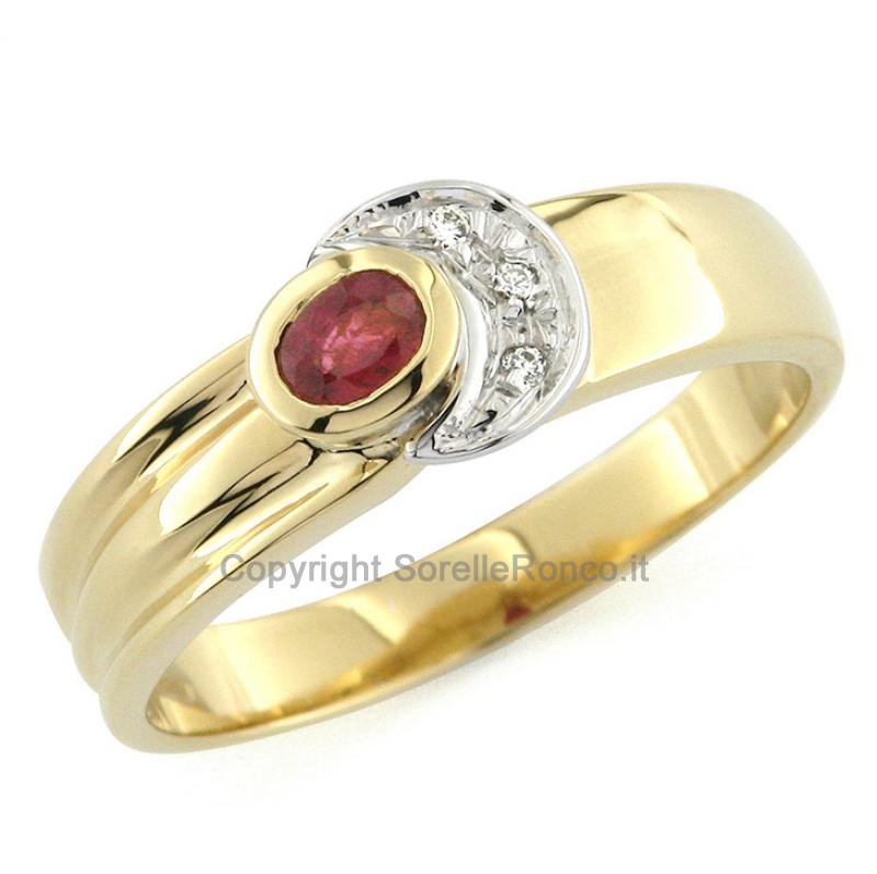 ANELLO CON DIAMANTI E RUBINO 0.25 CT