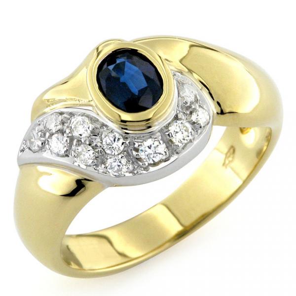 CF01406 - Anello Oro Diamanti e Zaffiro 0.50 Ct