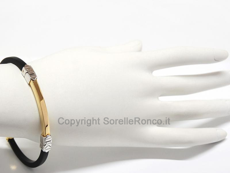 BRACCIALE CAUCCIÙ E ORO BICOLOR