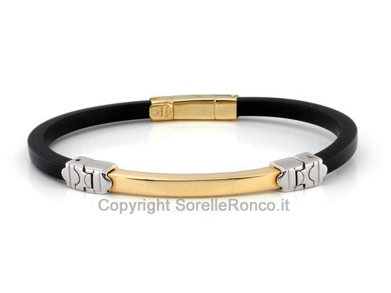 BRACCIALE CAUCCIÙ E ORO BICOLOR