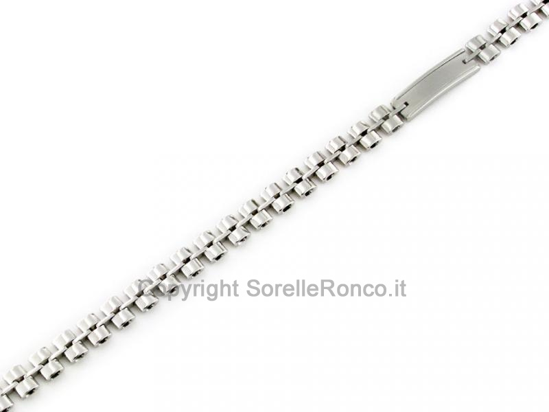 BRACCIALE UOMO ORO BIANCO PLACCHETTA