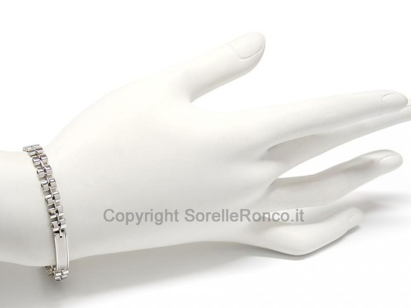 BRACCIALE UOMO ORO BIANCO PLACCHETTA