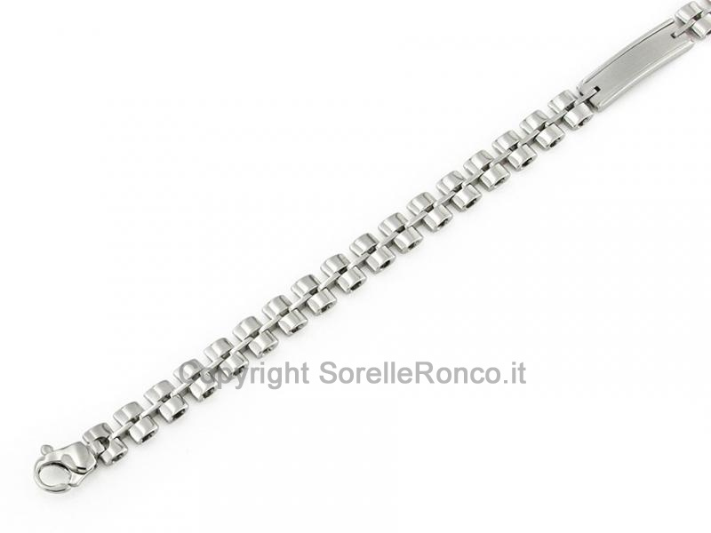 BRACCIALE UOMO ORO BIANCO PLACCHETTA