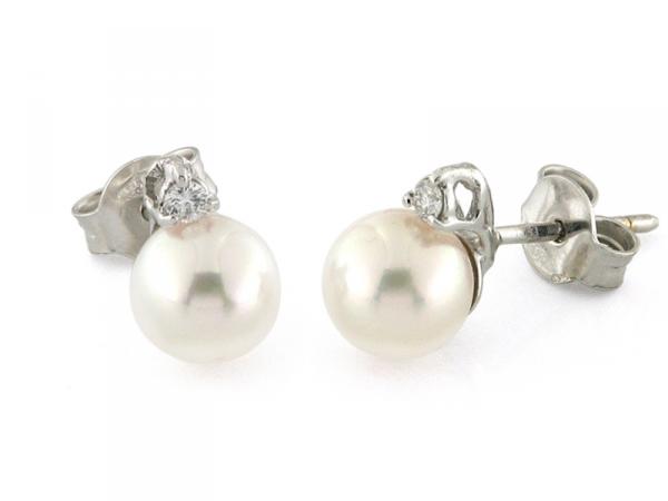 CF01456 - Orecchini Diamanti 3Griffe Perle 8.5-9mm