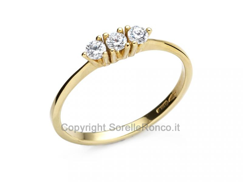 ANELLO TRILOGY IN ORO GIALLO  E ZIRCONI