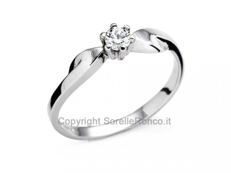 ANELLO SOLITARIO IN ORO BIANCO E ZIRCONE