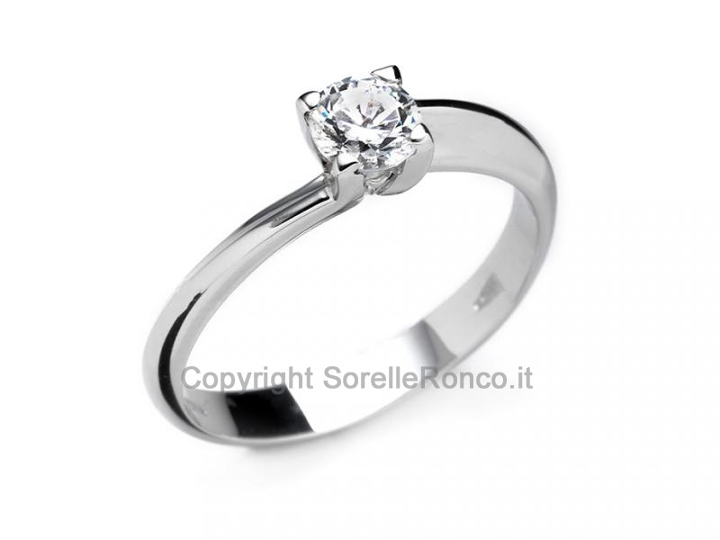 ANELLO SOLITARIO IN ORO BIANCO E ZIRCONE