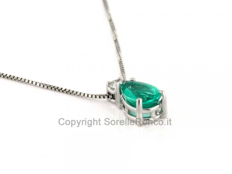 COLLANA CON SMERALDO E DIAMANTI