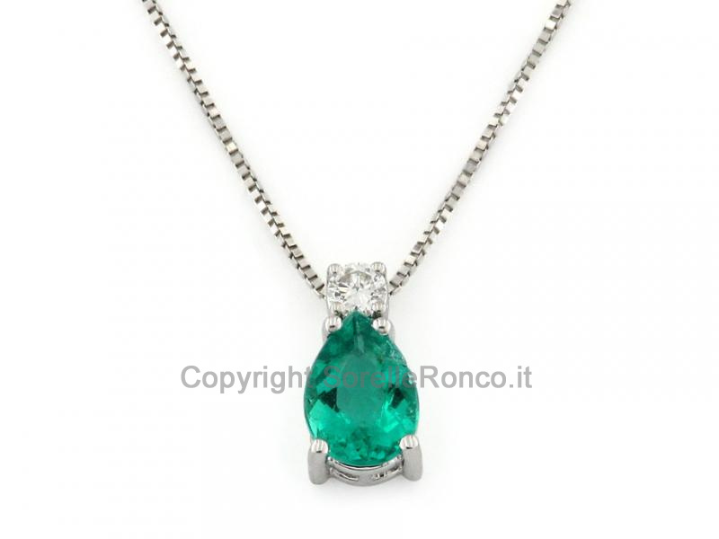 COLLANA CON SMERALDO E DIAMANTI