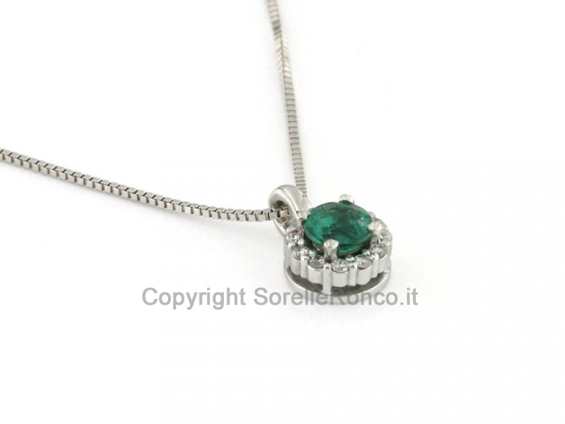 COLLANA CON SMERALDO E DIAMANTI