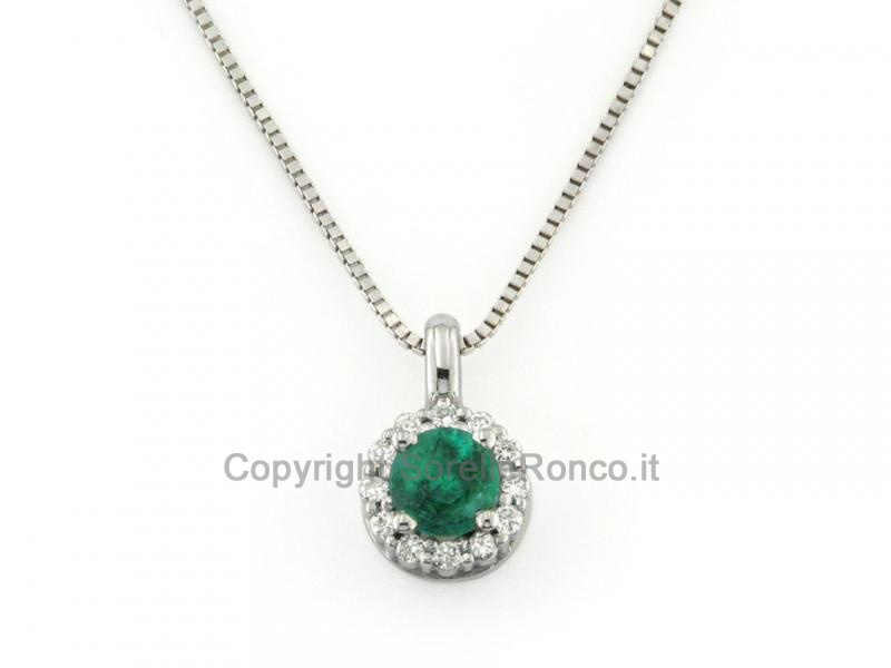 COLLANA CON SMERALDO E DIAMANTI