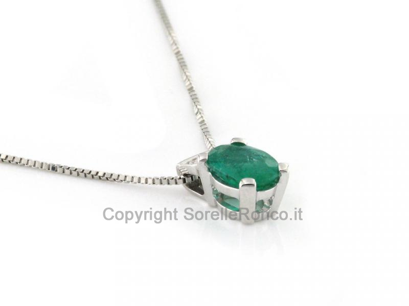 COLLANA DIAMANTI E SMERALDO 0.46-0.56 CT  5X7MM