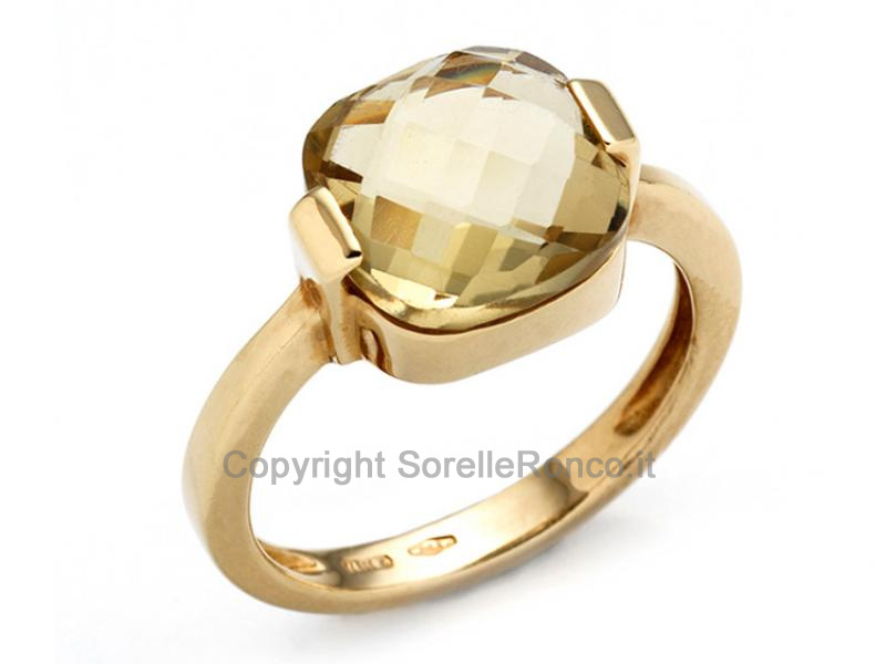 ANELLO ORO GIALLO E QUARZO