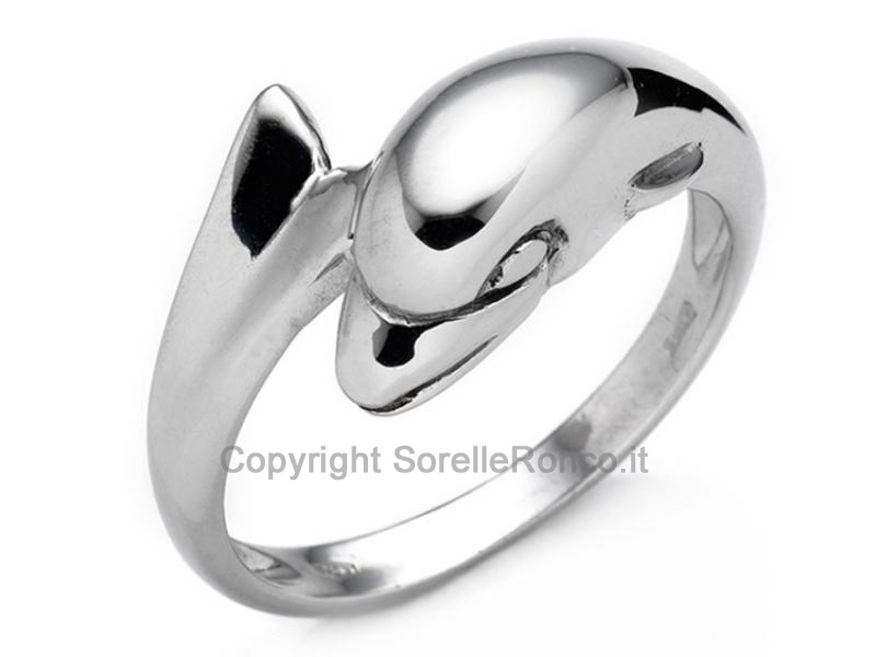 ANELLO ORO BIANCO DELFINO