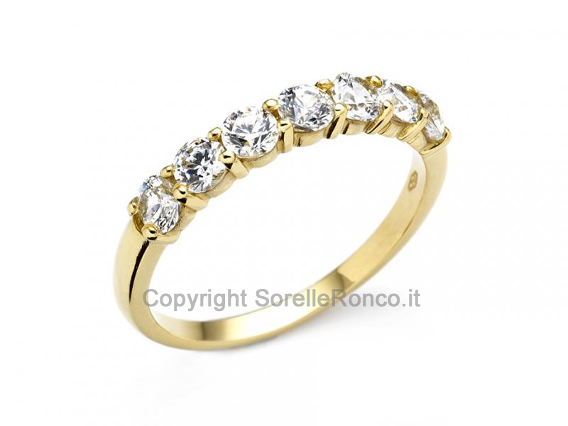 ANELLO RIVIERA IN ORO GIALLO E ZIRCONI