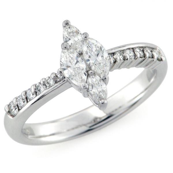 CF01565 - Anello Platino con Diamanti Baguette e Brillanti