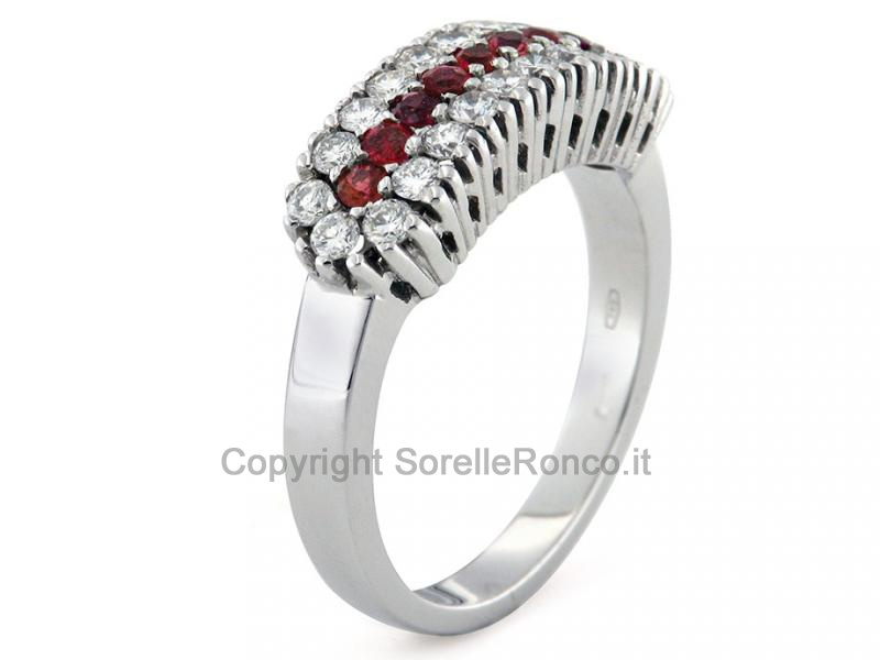 ANELLO ORO DIAMANTI E RUBINI PAVÉ