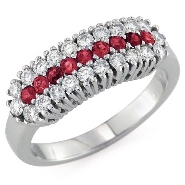 CF01571 - Anello Oro Diamanti e Rubini Pavé