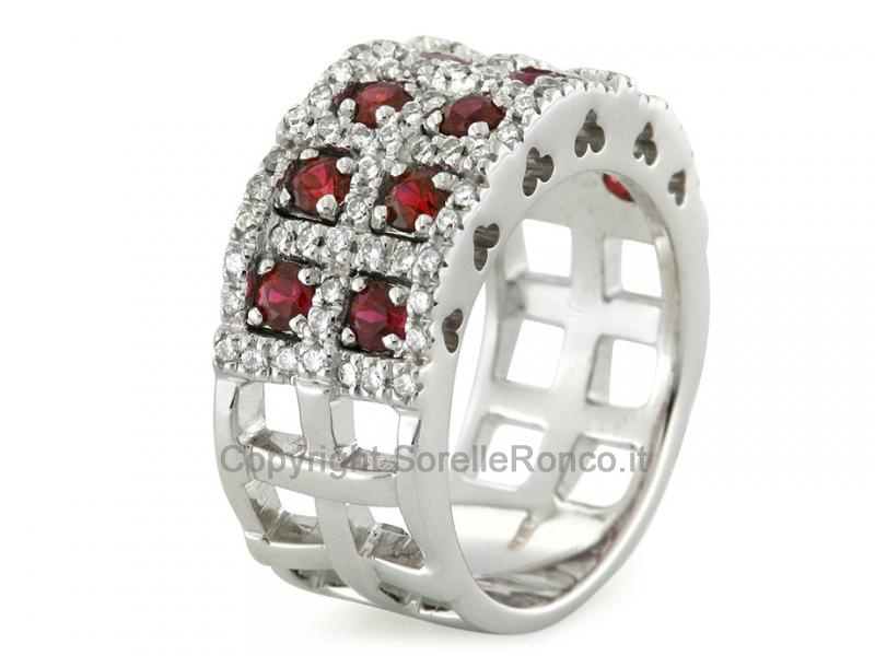 ANELLO ORO DIAMANTI E RUBINI 1.28 CT