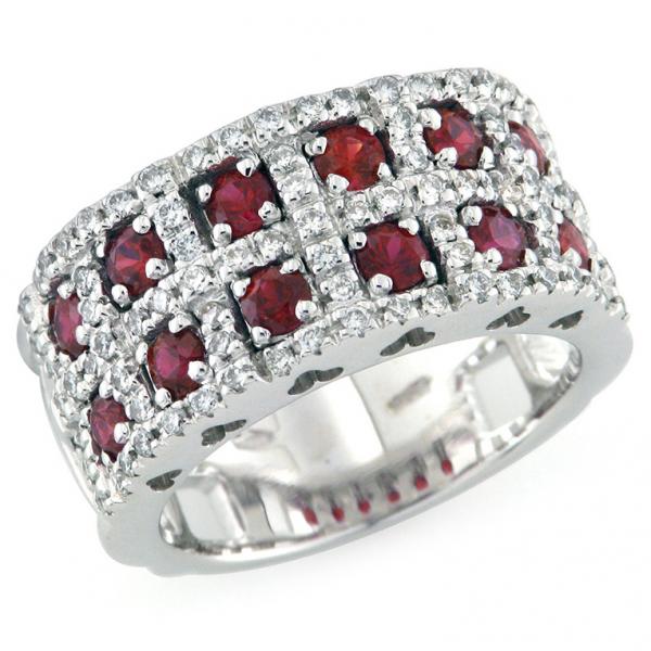 CF01572 - Anello Oro Diamanti e Rubini 1.28 Ct