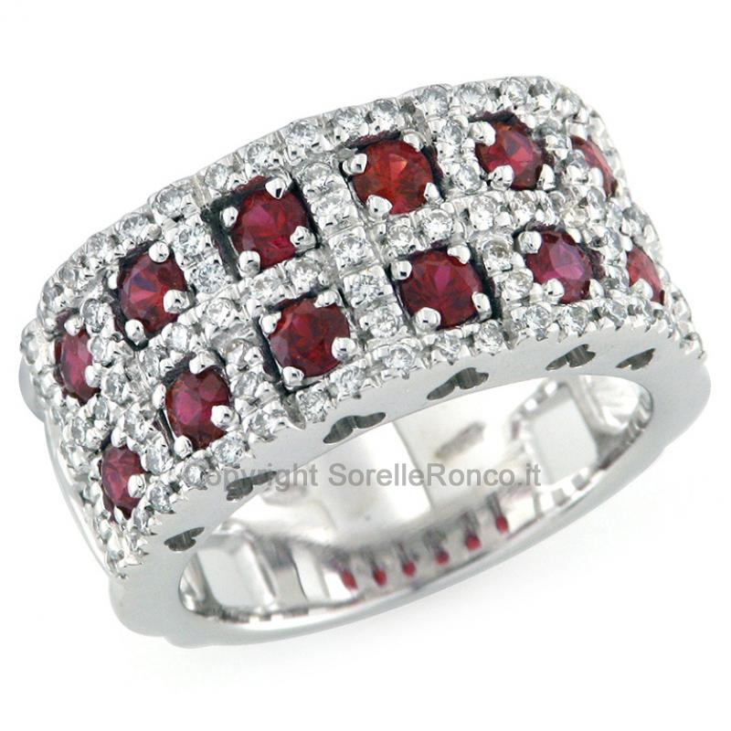 ANELLO ORO DIAMANTI E RUBINI 1.28 CT