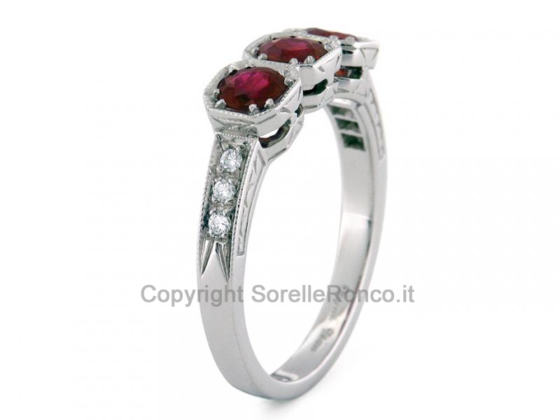 ANELLO TRILOGY DIAMANTI E RUBINO 1.21