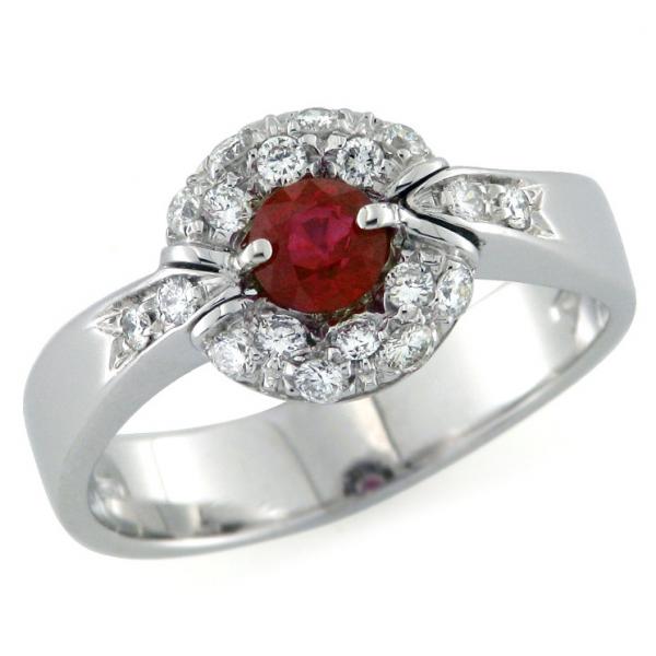 CF01574 - Anello in Oro Bianco Diamanti e Rubino