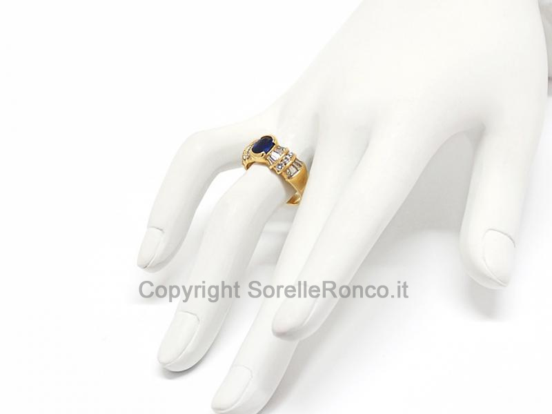 ANELLO ORO DIAMANTI E ZAFFIRO 0.84 CT