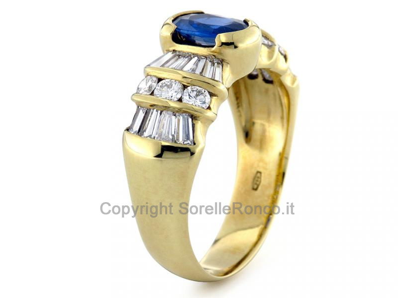 ANELLO ORO DIAMANTI E ZAFFIRO 0.84 CT