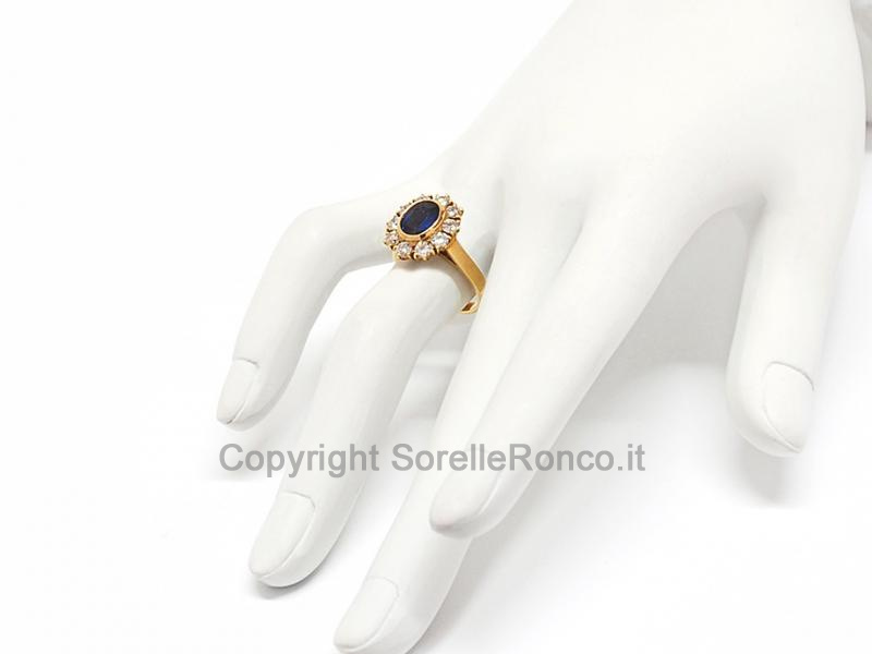 ANELLO ORO DIAMANTI E ZAFFIRO 1.70 CT