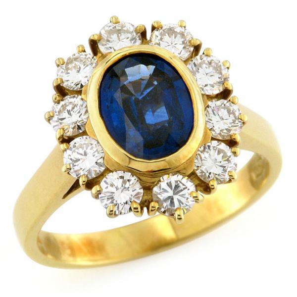 CF01580 - Anello Oro Diamanti e Zaffiro 1.70 Ct