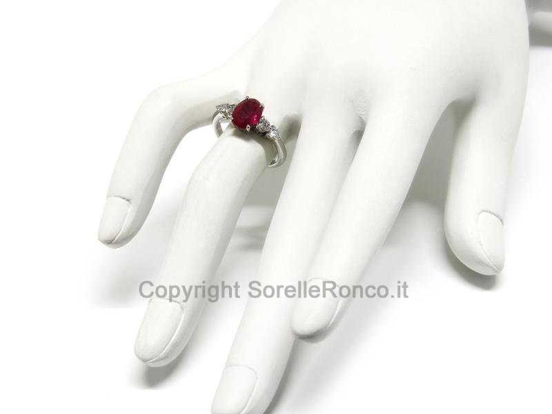 ANELLO ORO DIAMANTI  CUORE E RUBINO