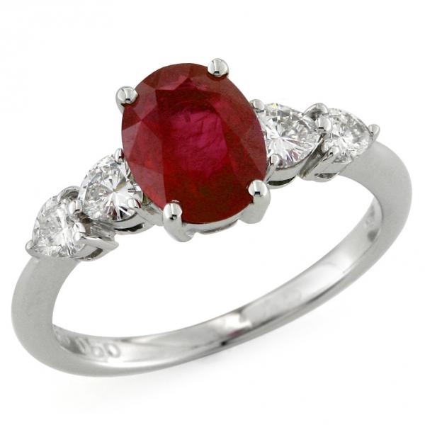 CF01582 - Anello Oro Diamanti  Cuore e Rubino