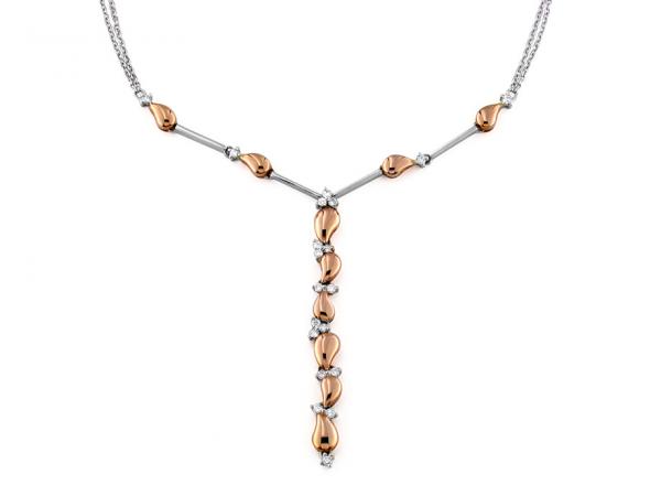 CF01591 - Collana Oro Bianco e Rosa  con Diamanti