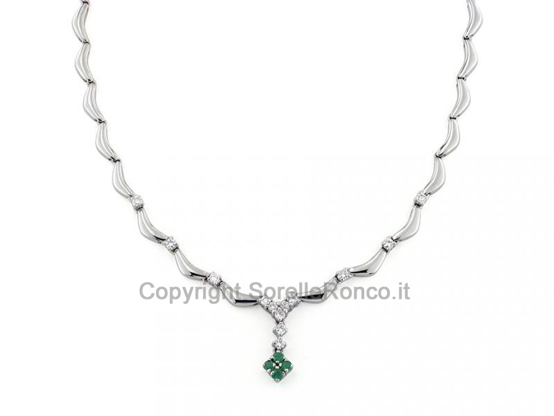 GIROCOLLO DIAMANTI E SMERALDI 0.20 CT