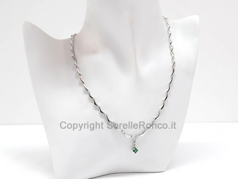GIROCOLLO DIAMANTI E SMERALDI 0.20 CT
