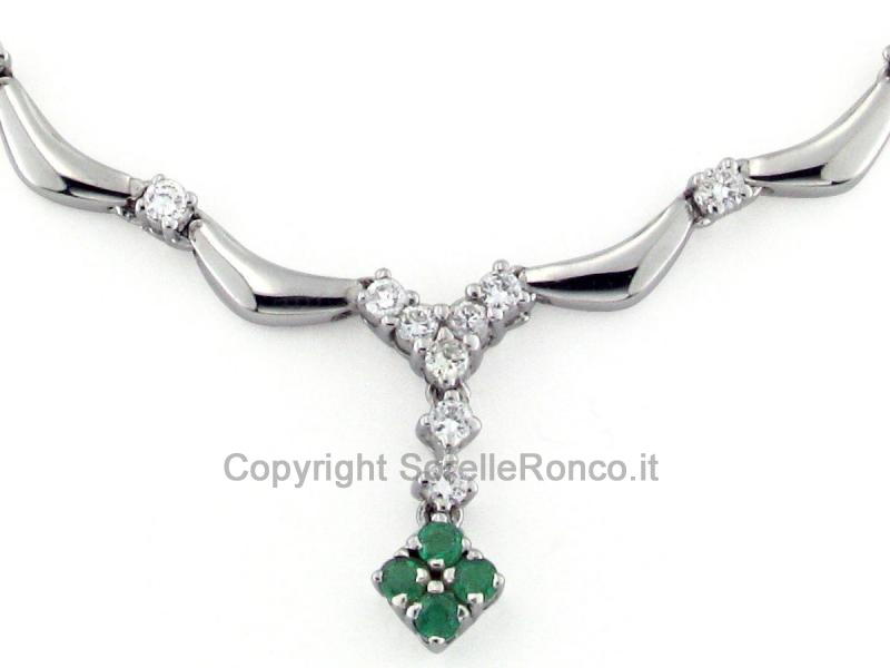 GIROCOLLO DIAMANTI E SMERALDI 0.20 CT