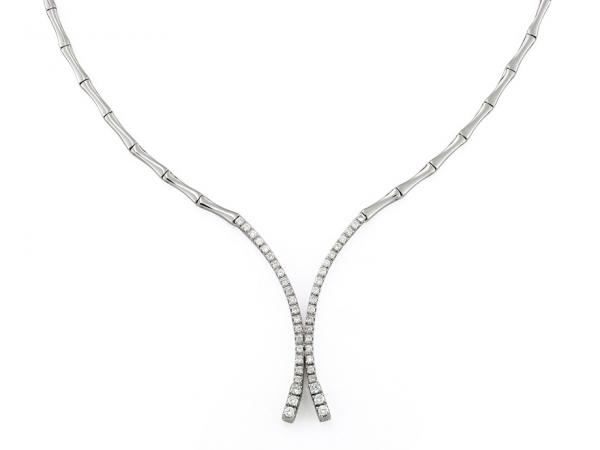 CF01593 - Girocollo Oro Bianco 18 Kt  con Diamanti