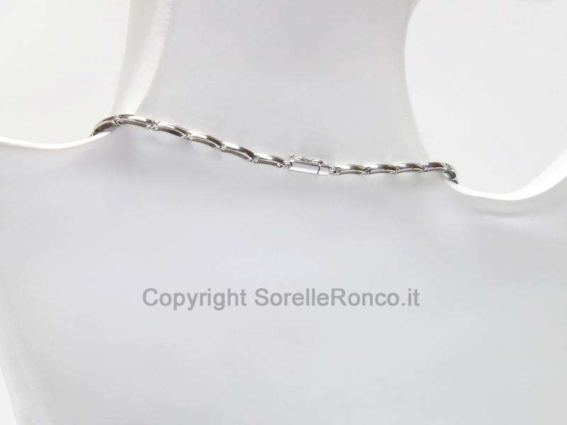 COLLANA ORO BIANCO E PUNTOLUCE 0.12 CT