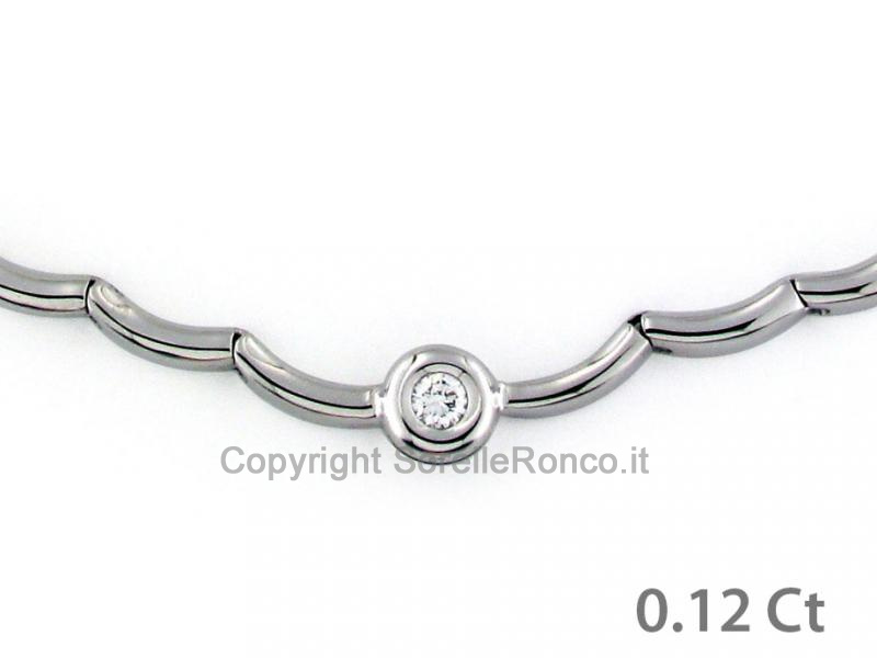 COLLANA ORO BIANCO E PUNTOLUCE 0.12 CT