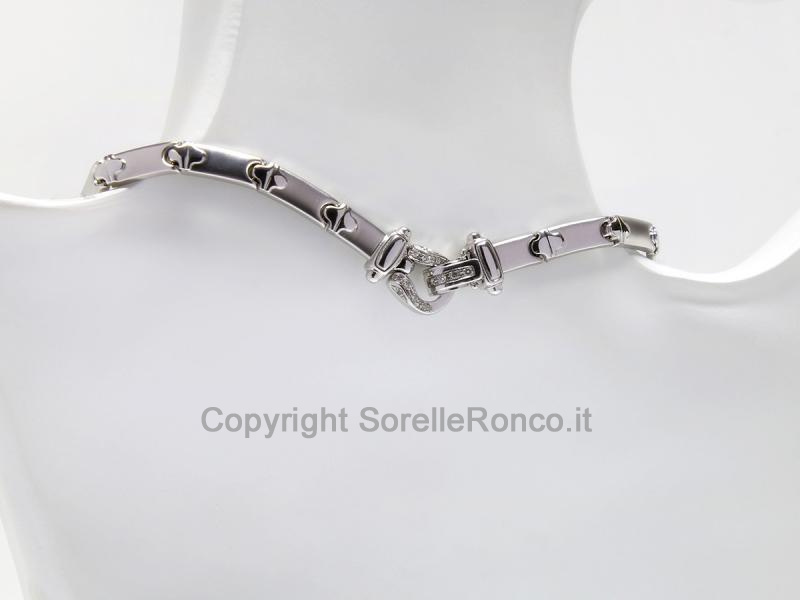 COLLANA ORO SATINATO E LUCIDO CON DIAMANTI