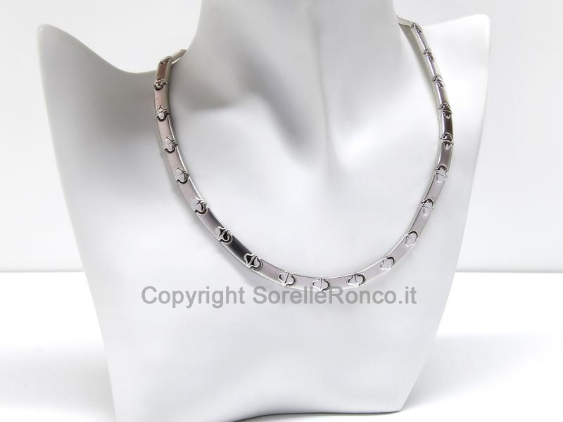 COLLANA ORO SATINATO E LUCIDO CON DIAMANTI