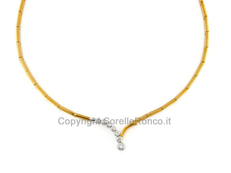 COLLANA ORO BICOLOR E DIAMANTI 0.25 CT