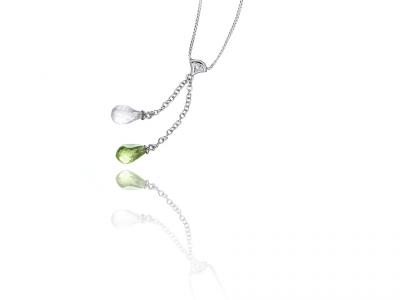 Collana Punto Luce Peridoto e Quarzo