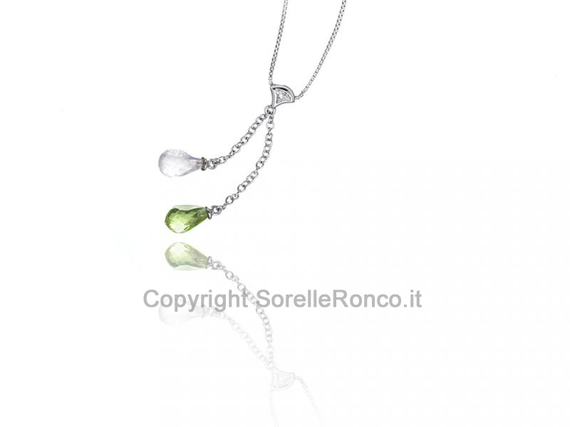 COLLANA PUNTO LUCE PERIDOTO E QUARZO
