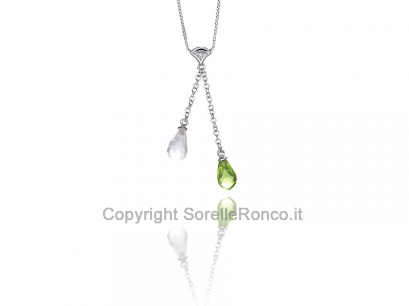 COLLANA PUNTO LUCE PERIDOTO E QUARZO