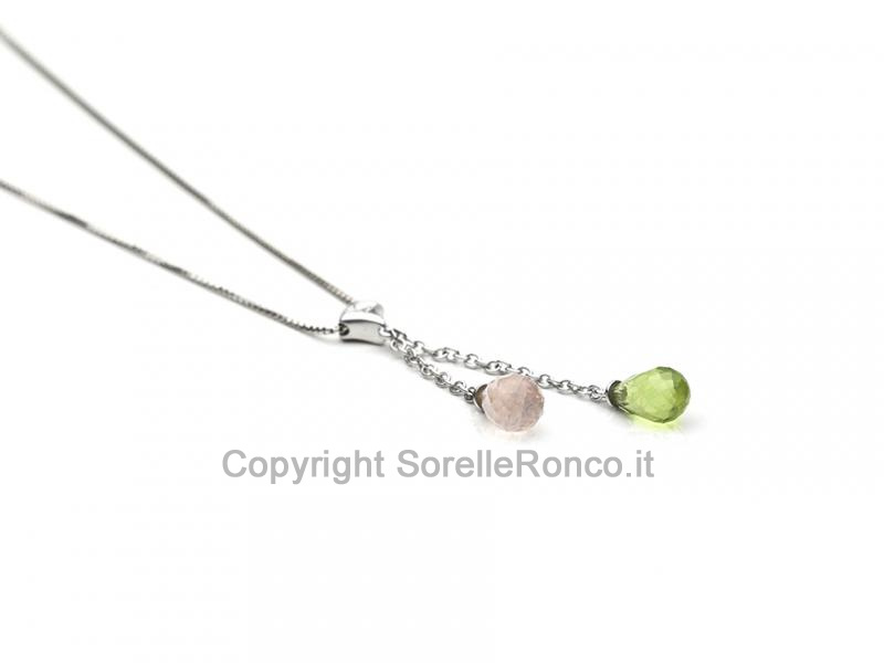 COLLANA PUNTO LUCE PERIDOTO E QUARZO