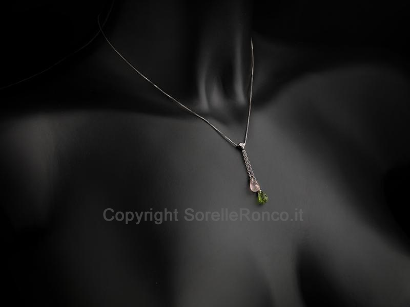 COLLANA PUNTO LUCE PERIDOTO E QUARZO