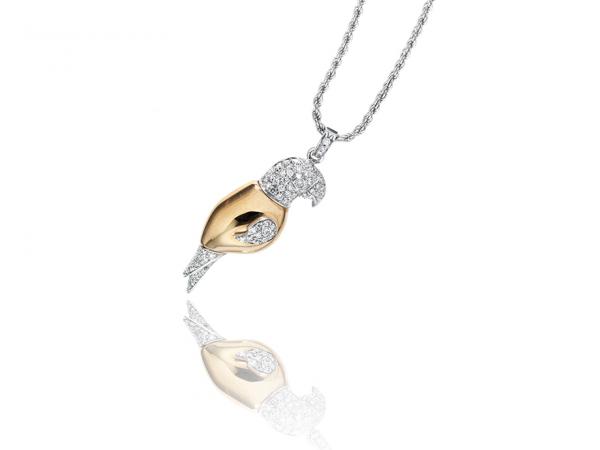 CF01631 - Collana Pendente Pappagallo e Diamanti